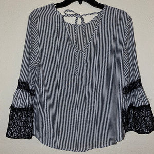 [KONTROL] Stripped Deep V-Neck w/ Neck Ties